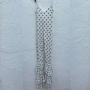 Kloset Envy Womens Polka Dot Ruffled Jumpsuit White Sz Small Medium